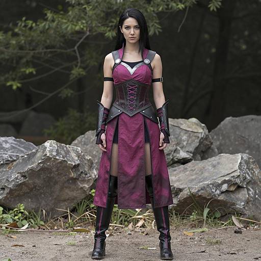 Female Fantasy Warrior in Magenta Armor