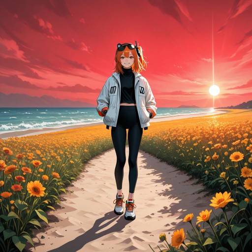 Surreal Beach Scene with Adachi Rei
