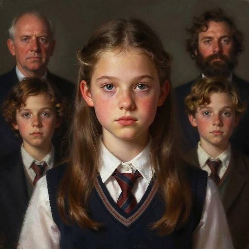 Portrait of Schoolchildren and Adults in Formal Attire