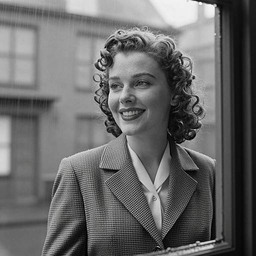 Mid-Century Noir: Smiling Woman in Rain
