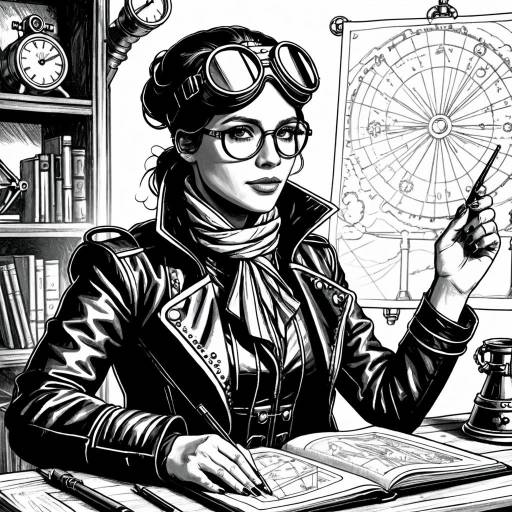 Steampunk Aviator Woman Teaching Magic