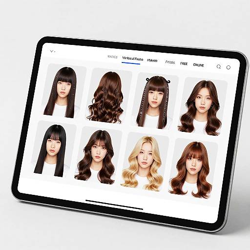 Virtual Hairstyles Collage on Touchscreen