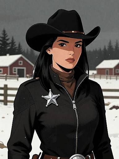 Lone Outlaw Cowgirl in Snowy Christmas
