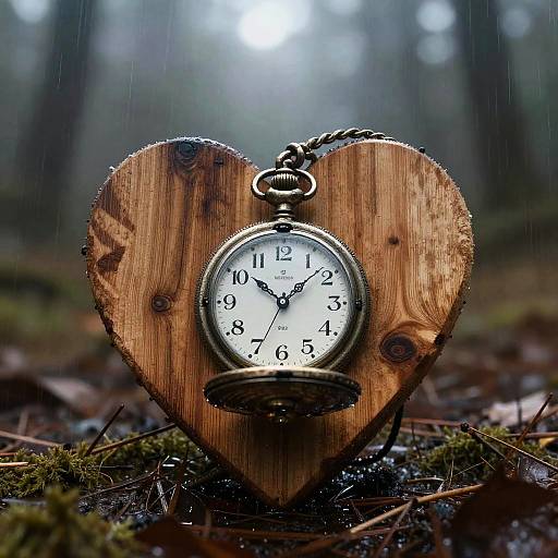 Wooden Heart and Corroded Watch
