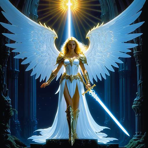 Radiant Angel with Glowing Sword