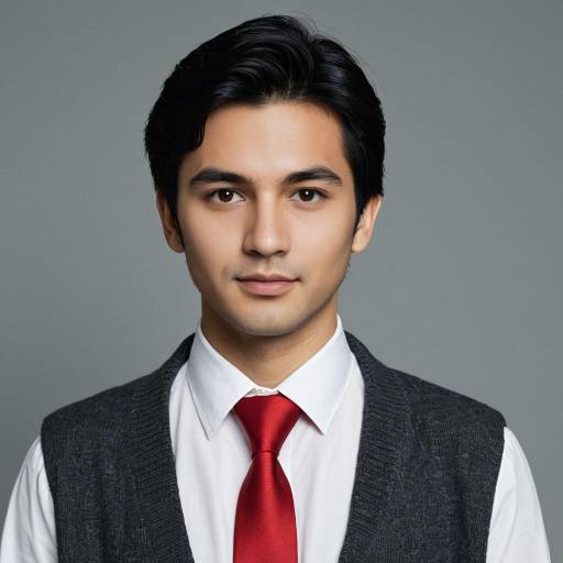 Young Man in Red Tie and Cardigan