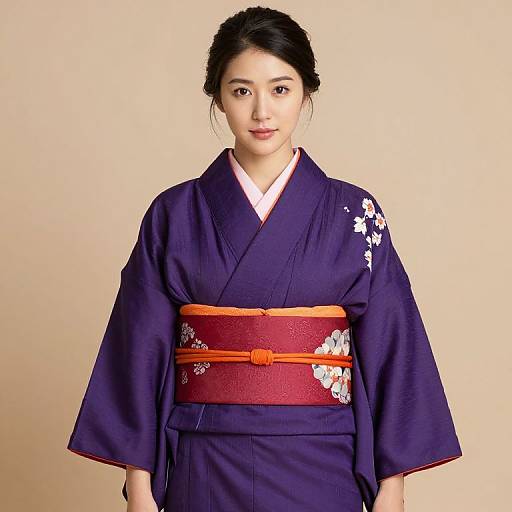 Elegant Female in Purple Kimono