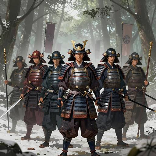 Seven Samurai in Misty Forest