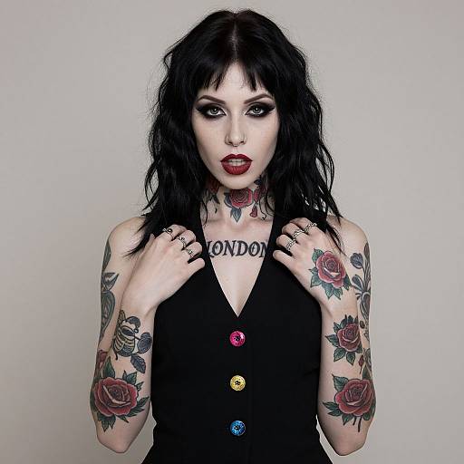 Gothic Woman with Tattoos and Accessories