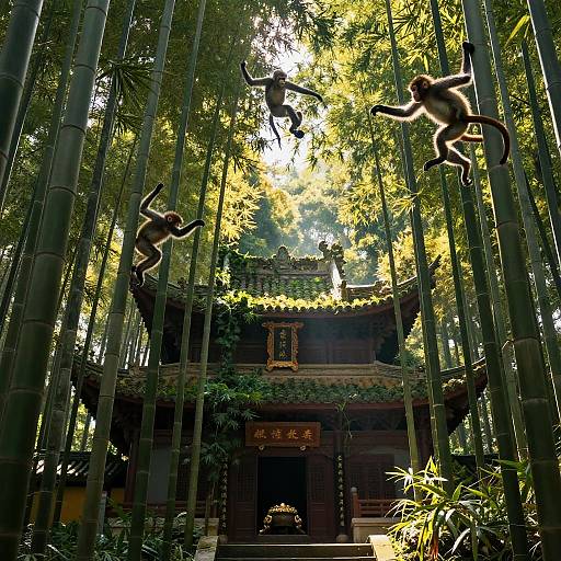 Epic Bamboo Forest Temple Scene