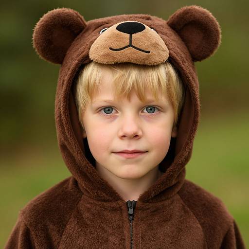 Blonde Boy in Bear Costume