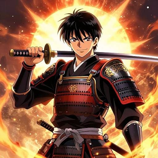 Confident Samurai Anime Hero