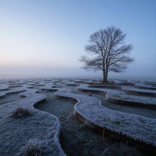 Surreal Frosted Moor at Dawn