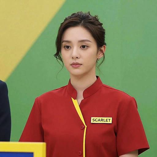 Young Woman in Red Uniform Portrait
