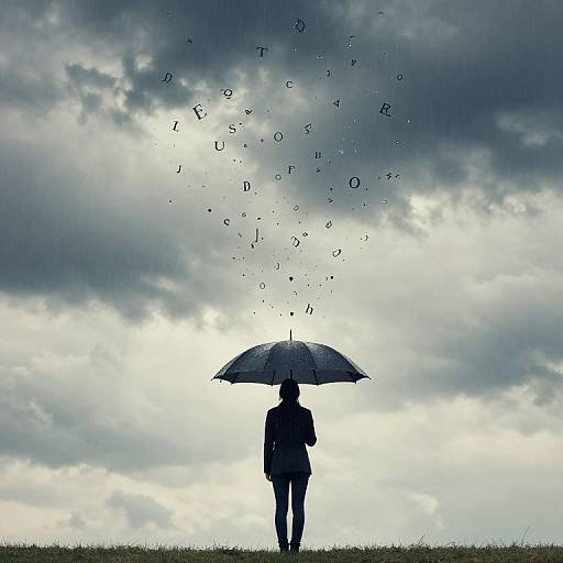 Sentient Umbrella with Dancing Letters