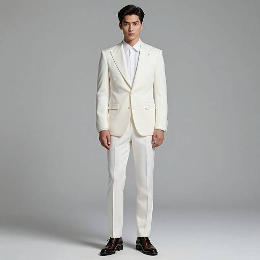 Refined Male in Bespoke White Suit