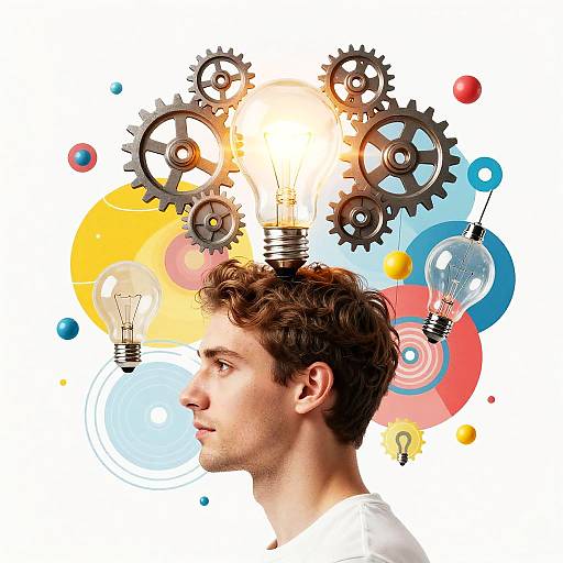 Creative Mind with Glowing Gear Lightbulb