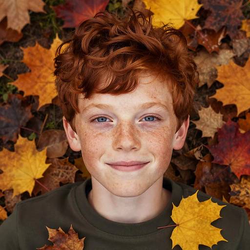 Curly Pixie Cut Boy in Autumn