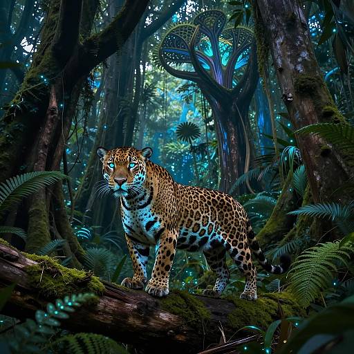 Luminous Jaguar in a Mystical Jungle