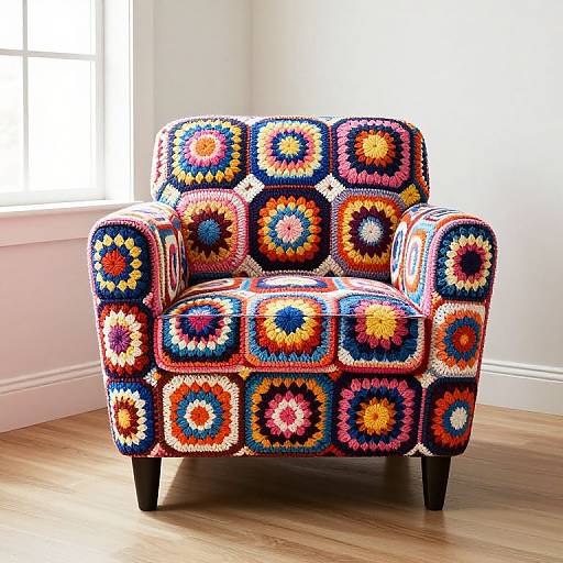 Colorful Crocheted Hexagon Armchair