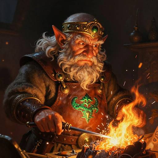 Stoic Elderly Dwarf Smith Painting
