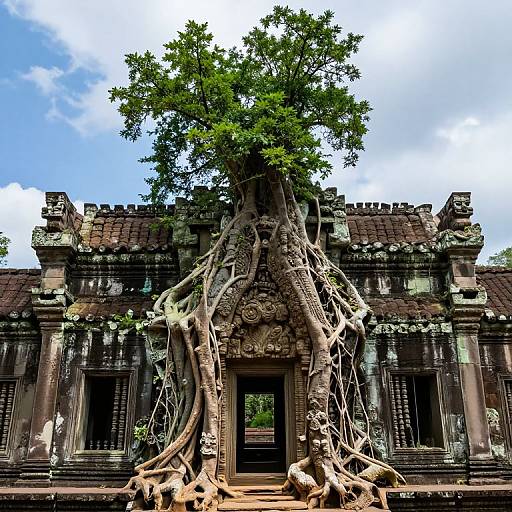 Ancient Stone Archways with Floating Trees