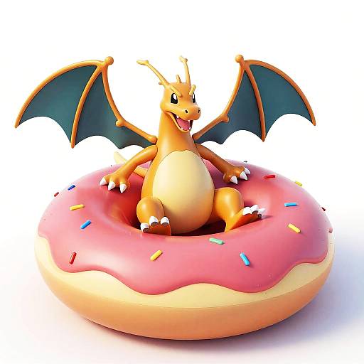 Dragonite Lounging on Donut Bean Bag