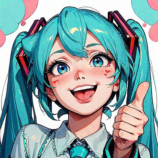 Dio Smiling with Thumbs Up and Miku
