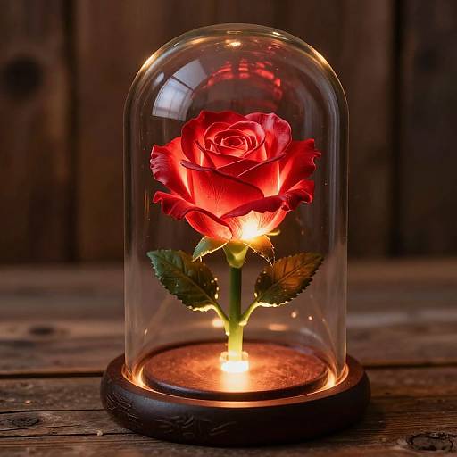 3D Eternal LED Rose in Glass Dome
