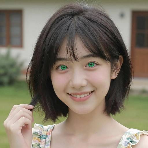 Joyful Teen in a Garden Closeup