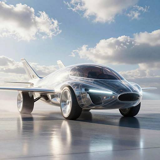 Transparent Silver Concept Jet Car