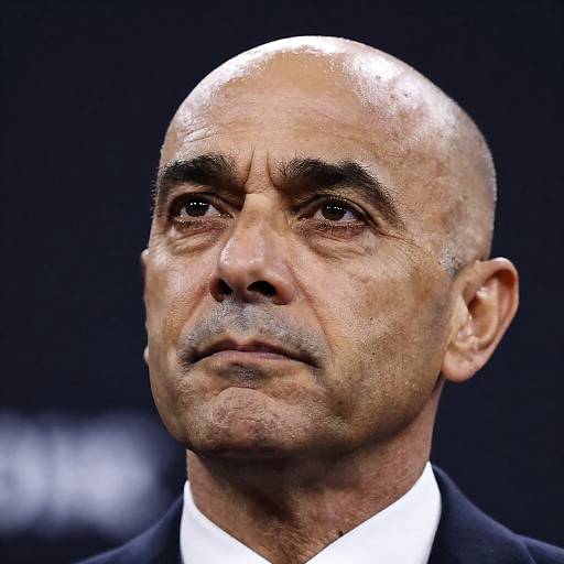 Intense Expression of a Bald Man