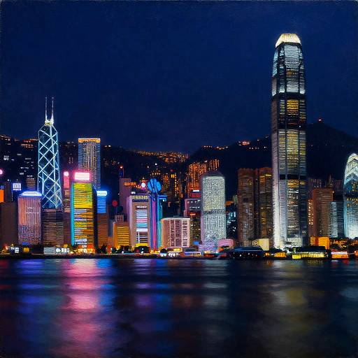 Cyberpunk Hong Kong Skyline at Night