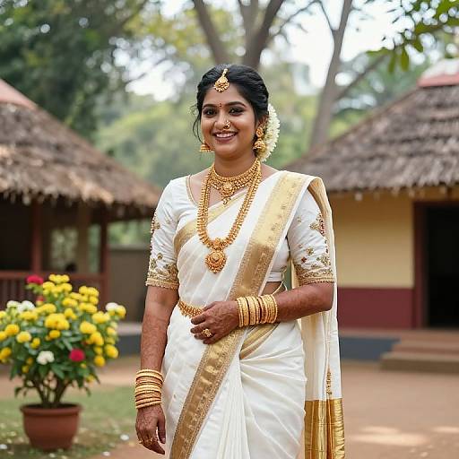 Traditional Telugu Bride in White Sari