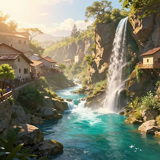 Serene Village by Turquoise River