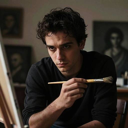 Noir Portrait of Brooding Artist