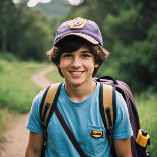 Smiling Teen Boy Hiking Outdoors