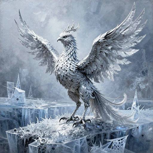 Frostbitten Phoenix Hatchling Ice Painting