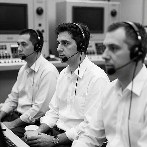 Serious Control Room Trio in Black and White