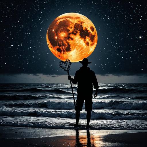 Heart-Shaped Broken Moon Over Stormy Ocean Heart-Shaped Broken Moon Over Stormy Ocean