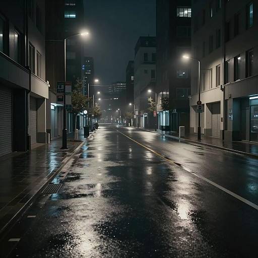 Empty modern city street at night