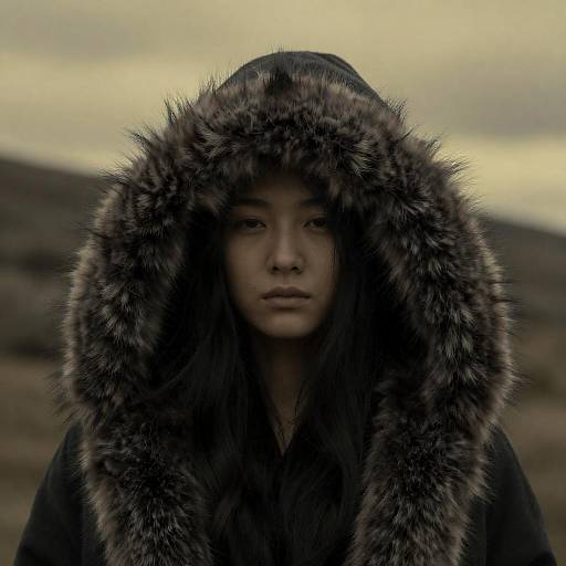 Portrait of Woman in Fur Hooded Coat