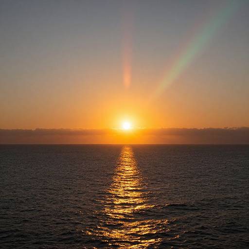 Radiant Sun Sinking into Ocean