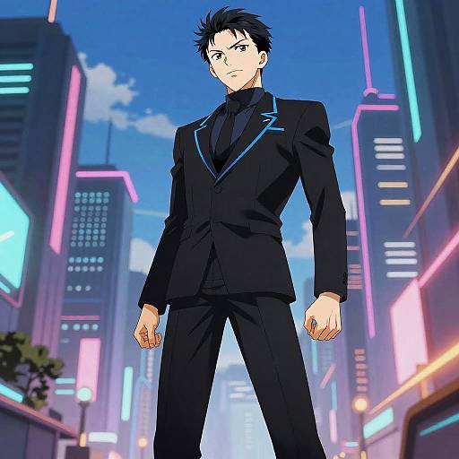 Futuristic Anime Character in Suit
