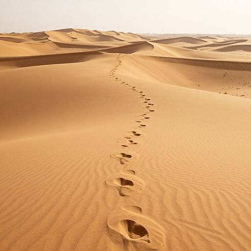 Serpentine Footprints Across Golden Dunes