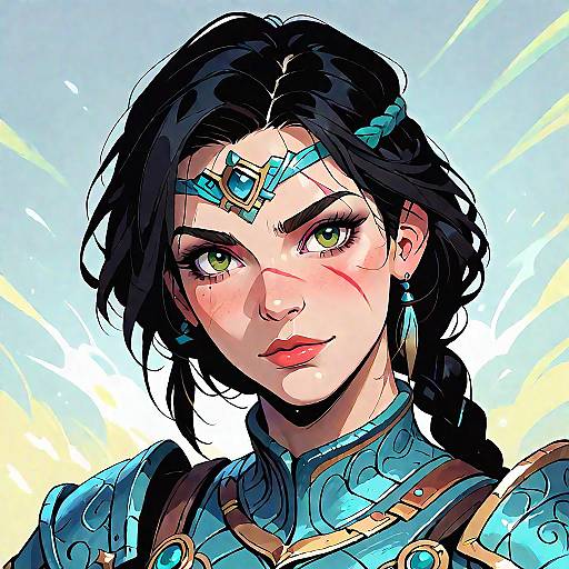 Fantasy Warrior Woman with Green Eyes
