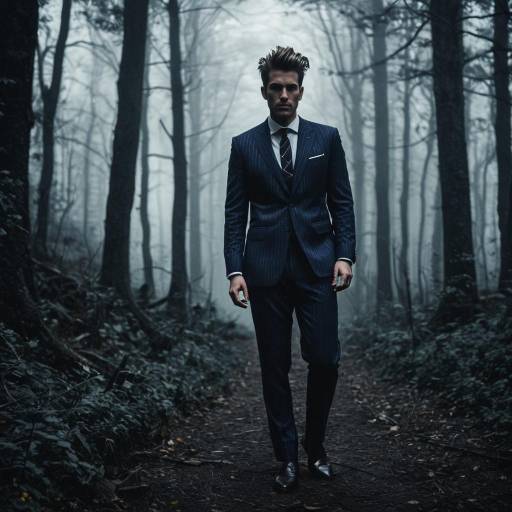 Gothic Forest Scene with Stylish Man
