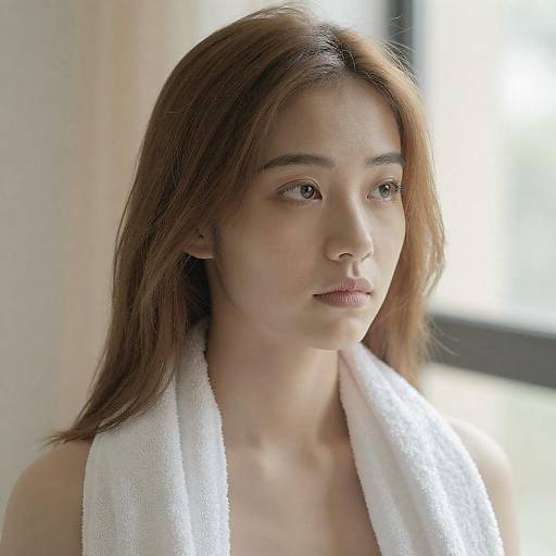 Grainy Towel-Draped Portrait Soft Window Light