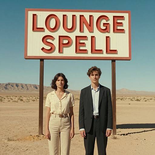 Photograph of a man and woman standing in front of a 