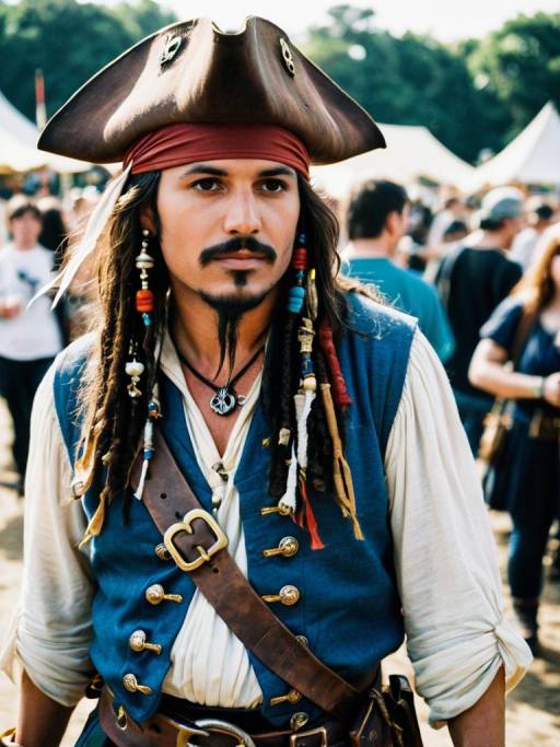Man in Jack Sparrow Pirate Costume at Festival